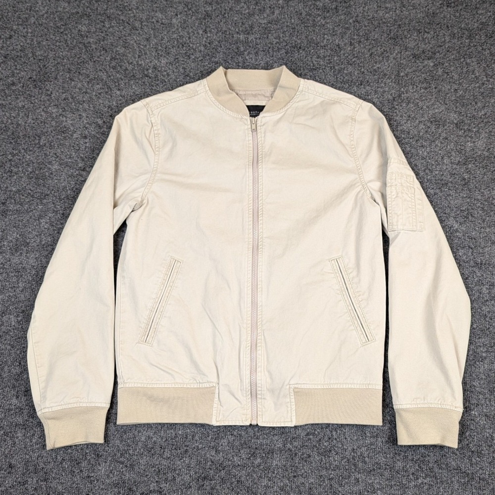 Aeropostale Mens Small Tan Cotton Full Zip Bomber Jacket MGLABA2